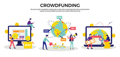 Crowdfunding Compositions Horizontal Set 