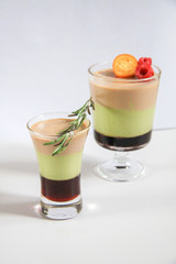 Delicious Triple chocolate mousse desserts with glasses