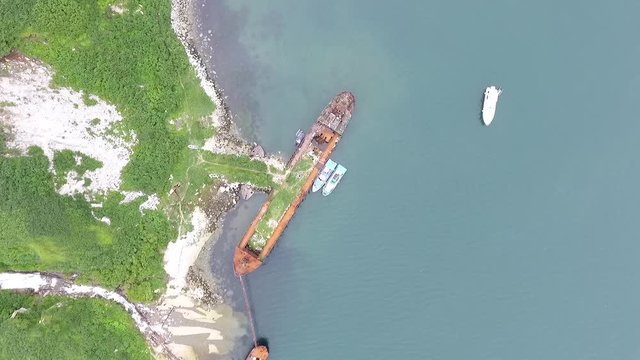 Top view of ships of Coast Guard of Federal Security Service of Russia