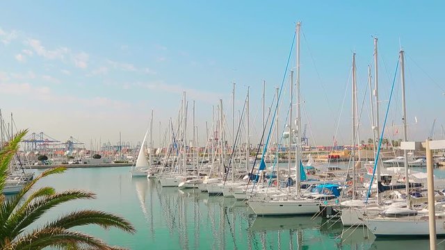 Parking Many Ships with sails yacht floating Eastern Bosphorus sea