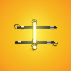 High detailed neon character from a set, vector illustration