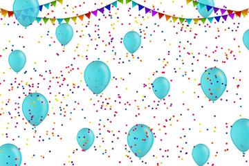 Fest mit viel Konfetti und Luftballons