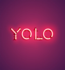 Neon realistic word for advertising, vector illustration