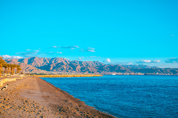 Fototapeta premium Coast of the Red Sea. Beach in Eilat, Israel