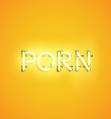 Neon realistic word for advertising, vector illustration