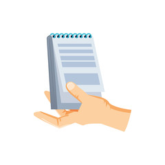 hand with notepad supply isolated icon