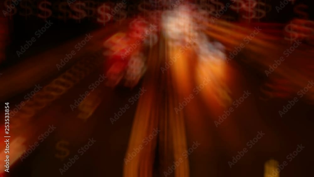 Poster lights bokeh in the form of dollars and blur. bright background for video or presentations