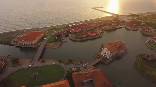 Aerial Footage of Old Houses in Las Casas Filipinas De Acuzar