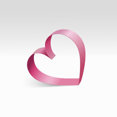 Vector paper pink heart shape element on transparent background. - Illustration