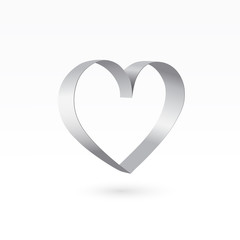 Vector paper silver heart shape on transparent background. - Illustration