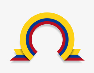 Colombian flag rounded abstract background. Vector illustration.