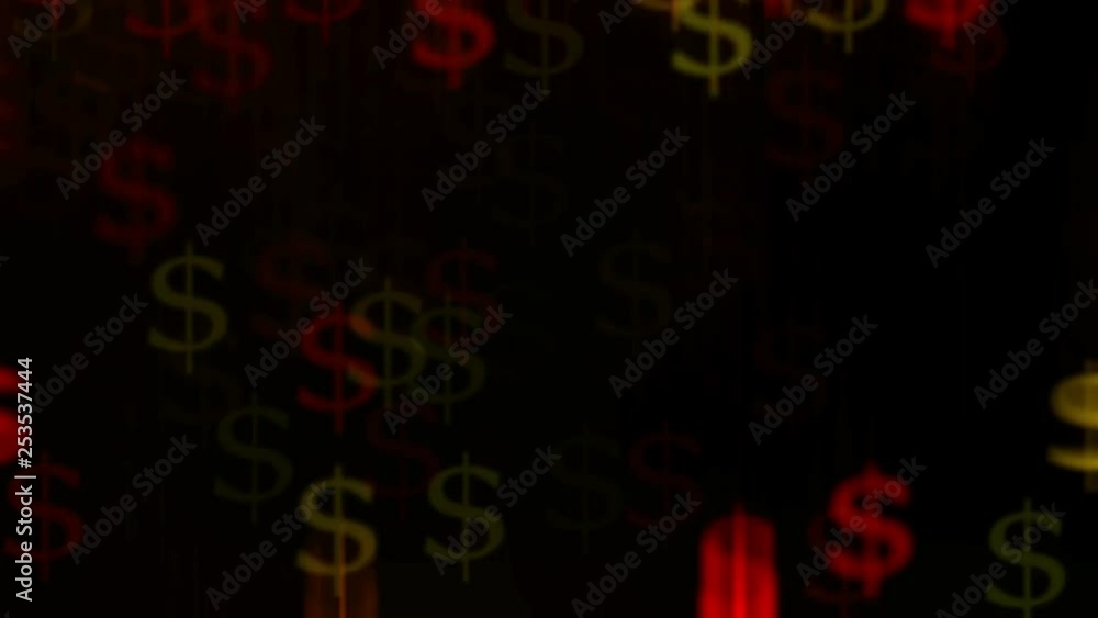 Poster lights bokeh in the form of dollars and blur. bright background for video or presentations