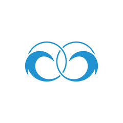 linked circle geometric waves circle logo vector