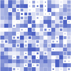 Mosaic of a blue squares on a white background