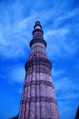 Fototapeta na wymiar Blue Colour Sky with Qutub Minar