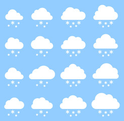 Cloud and snow on blue background