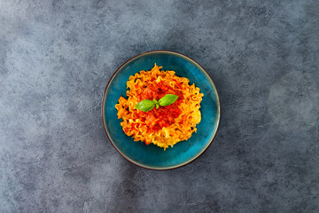tasty pasta Italian meat sauce pasta on the table