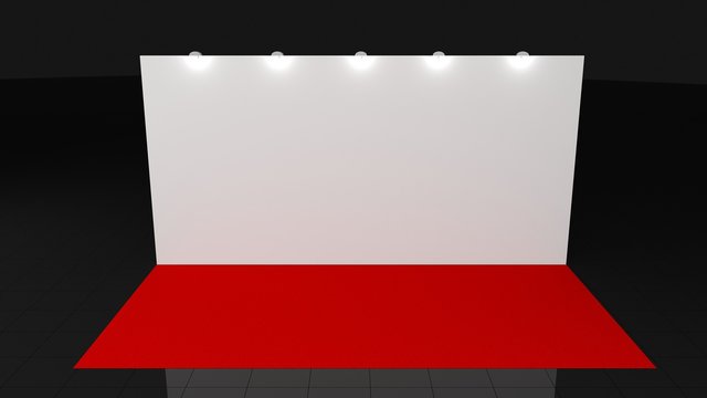Backdrop with red carpet 3x6 meters. 3d render