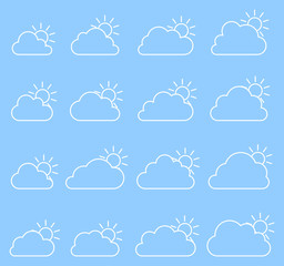 Mostly cloudy icon on blue background