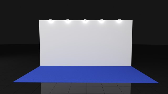Backdrop with blue carpet 3x6 meters. 3d render