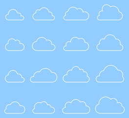 Cloud shapes collection, thin lines icons