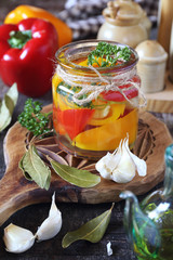 Pickled salad bell pepper and ingredients