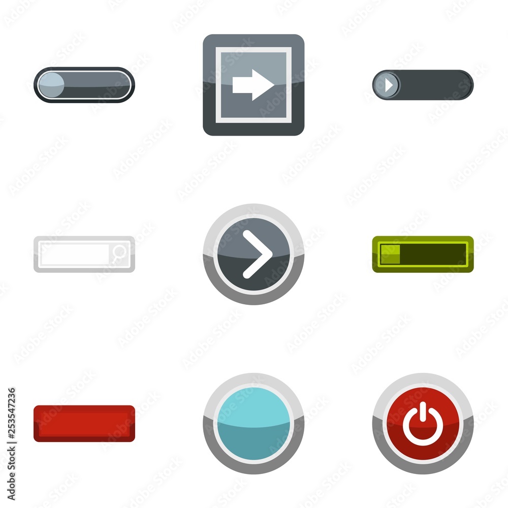 Poster choice button icons set. flat illustration of 9 choice button vector icons for web