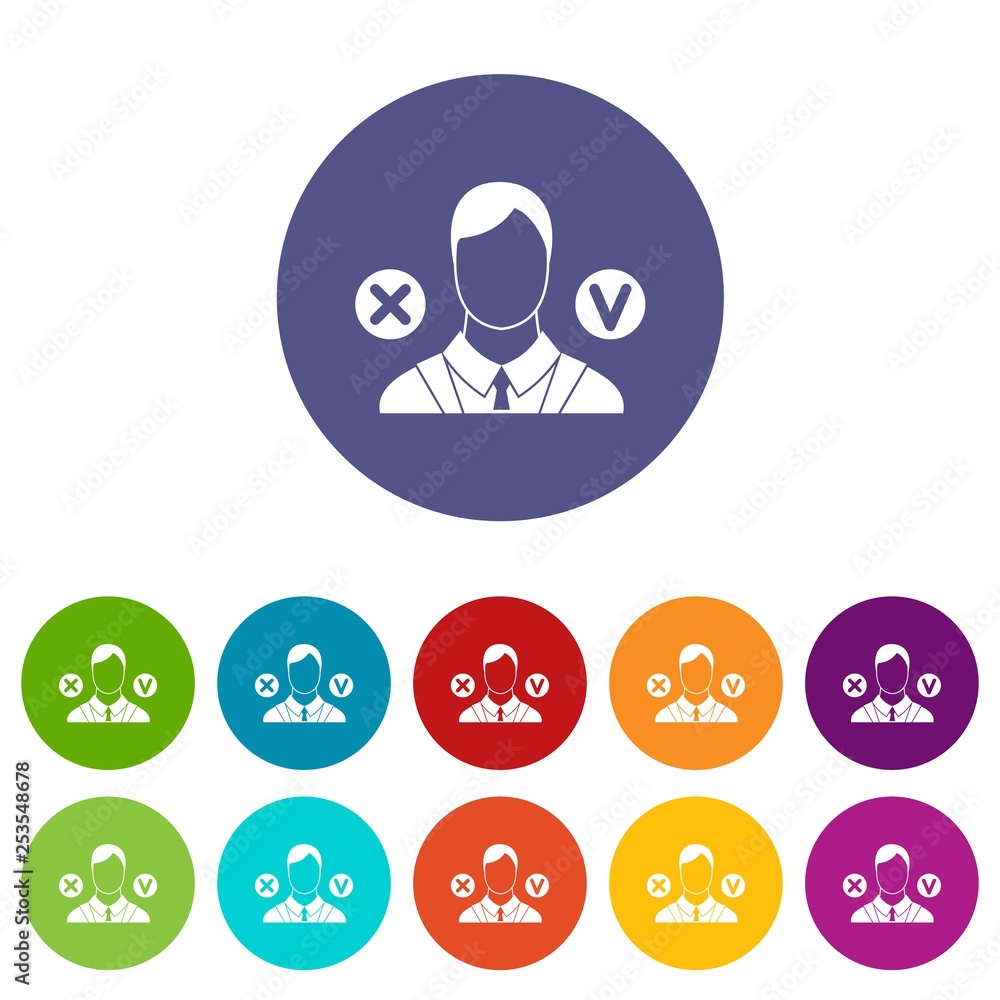 Poster selection set icons in different colors isolated on white background