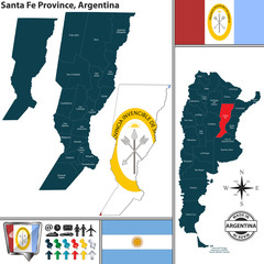 Naklejka premium Map of Santa Fe Province, Argentina