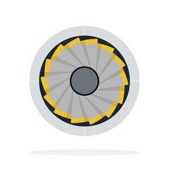 Aircraft turbine vector flat material design isolated object on white background.