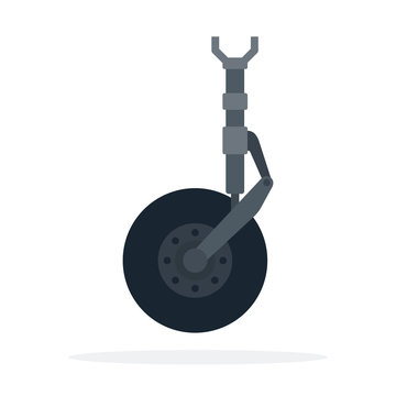 Aircraft undercarriage vector flat material design isolated object on white background.