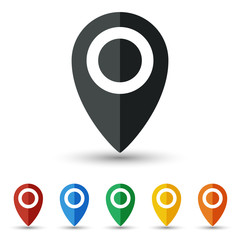 Map pin icon set flat design
