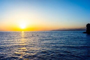 Obraz premium Early summer morning bright sky Beach in Crete