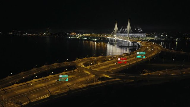 Aerial view of highway junction
