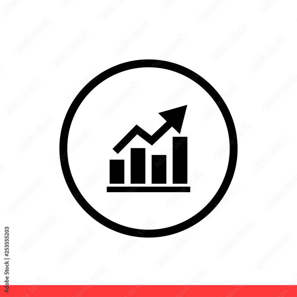 Poster graph vector icon, growing business statics symbol. simple, flat design for web or mobile app