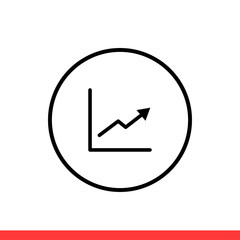 Graph vector icon, growing business statics symbol. Simple, flat design for web or mobile app