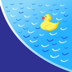 Vector background pool vector with a yellow duckling toy