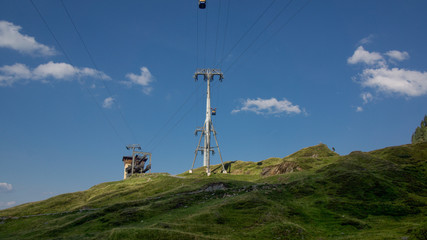 pillar of cable car with hill station