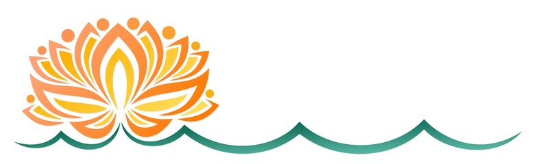 The logo of a stylized Lotus.