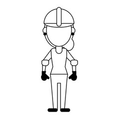 Construction worker avatar in black and white