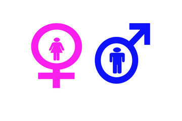 male and female symbols on white background