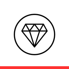 Diamond vector icon, crystal brilliant symbol. Simple, flat design for web or mobile app