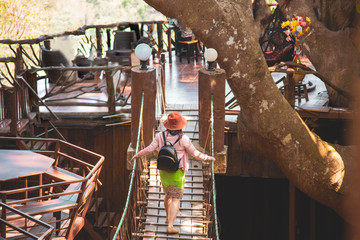 The Giant Coffee Shop on the big tree in Mae Kampong  Homestay Village  Chiang Mai Thailand  Local road to Mae Kampong Village Chiangmai,Thailand