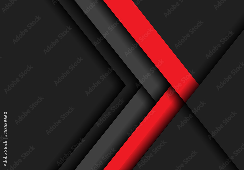 Poster abstract red grey arrow direction on dark with blank space design modern futuristic background vecto