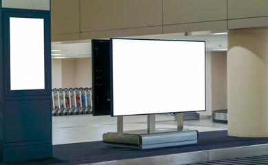 Blank billboard posters in the airport,Empty advertising billboard at aerodrome