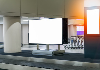 Blank billboard posters in the airport,Empty advertising billboard at aerodrome