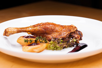 Close fried duck leg
