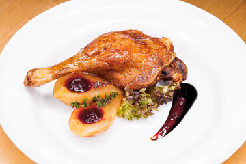 Close fried duck leg