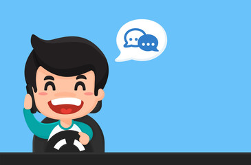 Cartoon travel of drunken people, sleepy, use the phone while driving Life threatening.