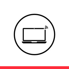 Laptop vector icon, device symbol. Simple, flat design for web or mobile app